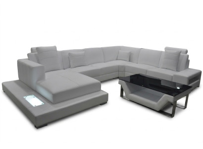 Corner leather sofa couch upholstery corner seating suite living landscape design XXL U shape