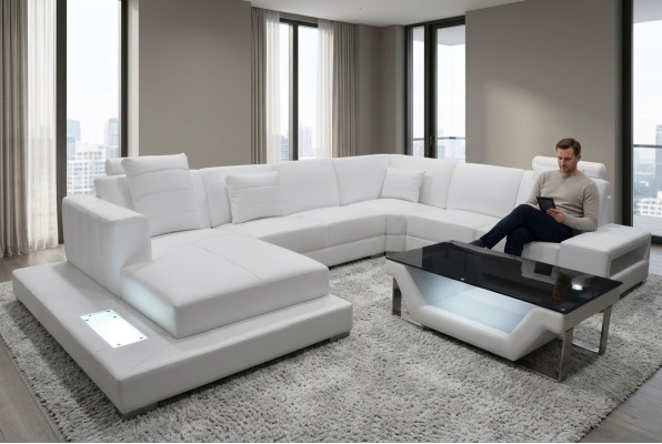 Corner leather sofa couch upholstery corner seating suite U-shape living landscape design