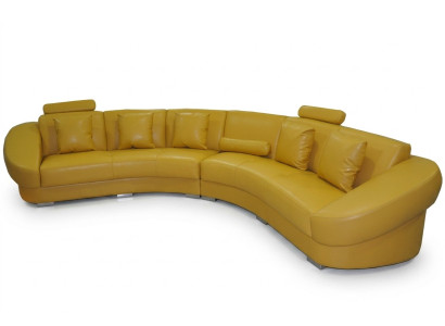 Round corner sofa couch upholstery XXL big round couches living landscape U-shape yellow new