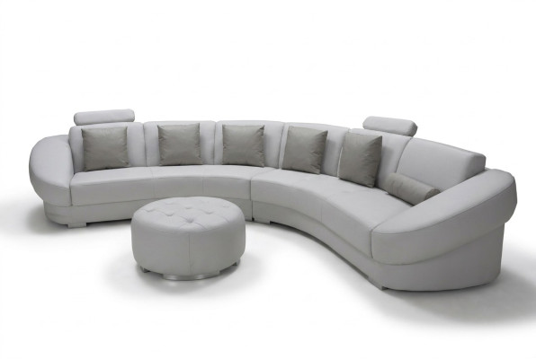 Round U-shaped sofa upholstery corner set leather living landscape couches XXL + stool