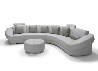 Round U-shaped sofa upholstery corner set leather living landscape couches XXL + stool
