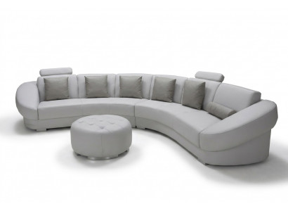 Round U-shaped sofa upholstery corner set leather living landscape couches XXL + stool