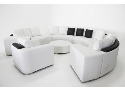 Round corner sofa couch XXL big round couches living landscape U-shape round upholstery new