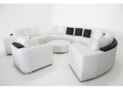 Round corner sofa couch XXL big round couches living landscape U-shape round upholstery new