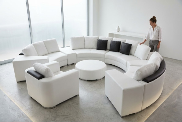 Round corner sofa couch upholstery XXL big round couches living landscape armchair ottoman