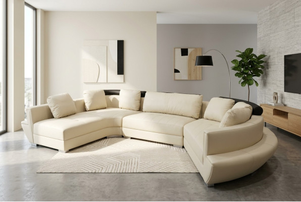 Round corner sofa couch upholstery XXL big round lounging living landscape U shape A1137