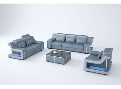 Designer sofa couch 3+2 seats upholstery leather couches big sofas illuminated