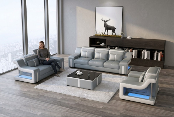 Three-seater designer sofa couch 3-seat upholstery leather couches big sofas