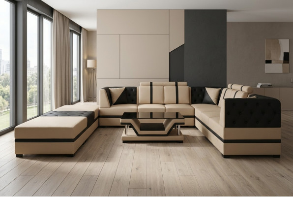 Corner sofa couch living landscape leather corner couches upholstery seating set
