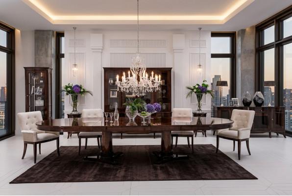 Luxury Living and Dining Room Set 8 Piece Suite Table Sideboard Chairs Display Cabinet