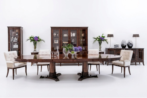 Classic high-gloss antique-style baroque table with 4 chairs chair set ensemble