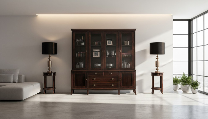 Cabinet Noble Sideboard Wood Baroque Style High Gloss Buffet Display Cabinet