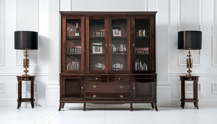 Cabinet Noble Sideboard Wood Baroque Style High Gloss Buffet Display Cabinet