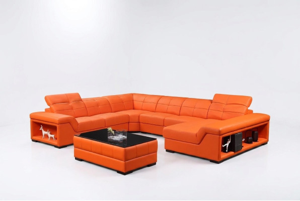 XXL Designer Living Landscape Sofa Corner Sofa U-Shaped Table Leather New