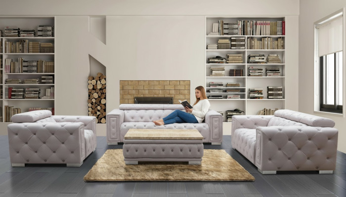 Couch Set Upholstery Leather Design Chesterfield Sofa Set 3+2 Seater New