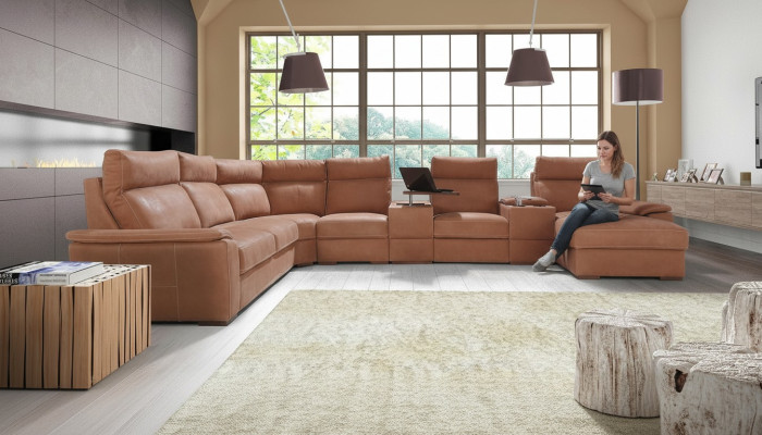 Sectional corner sofa with shelf, cooling compartment, bed function, sleeping sofa, couches, upholstery.