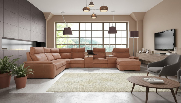 Sectional corner sofa with shelf, cooling compartment, bed function, sleeping sofa, couches, upholstery.
