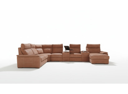 Sectional corner sofa with shelf, cooling compartment, bed function, sleeping sofa, couches, upholstery.