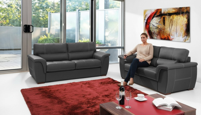 Leather Design Couch Upholstery Seat Suite Sofa Suites 3+2 Leather Sofas Set New