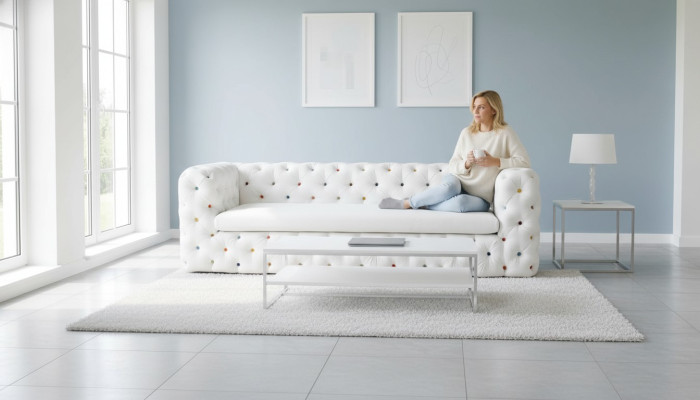 XXL Design Sofa Couch Upholstery 4-Seater English Chesterfield Velvet Sofas Couches