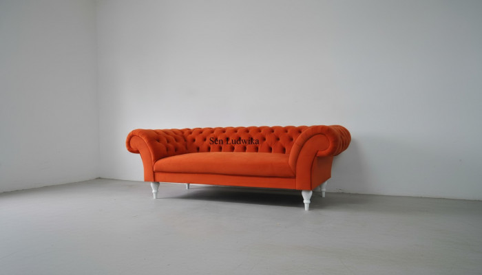 Fabric Design Couch Upholstery Sofas Textile Modern Sofa Chesterfield 3-Seater Orange