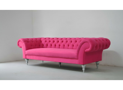 Fabric Design Couch Upholstered Sofas Textile Modern Sofa Chesterfield 3-Seater Pink
