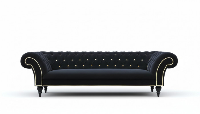 Fabric design couch upholstery textile modern sofa Chesterfield 3-seater black