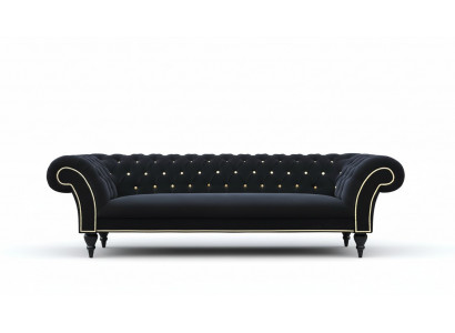 Fabric design couch upholstery textile modern sofa Chesterfield 3-seater black