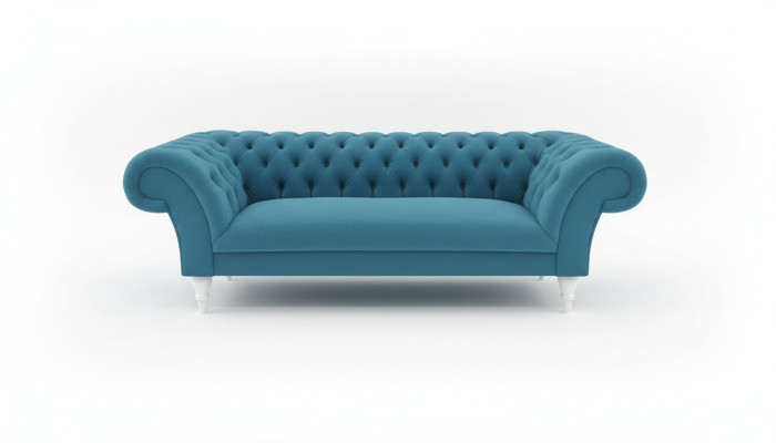 Textile 3 Seater Blue Fabric Design Couch Upholstered Sofas Modern Sofa Chesterfield
