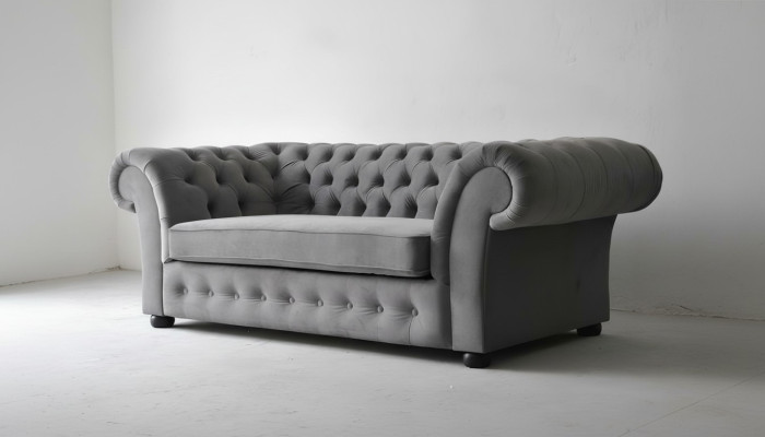 Sofa 3-Seater Fabric Design Couch Upholstery Sofas Textile Modern Chesterfield Gray