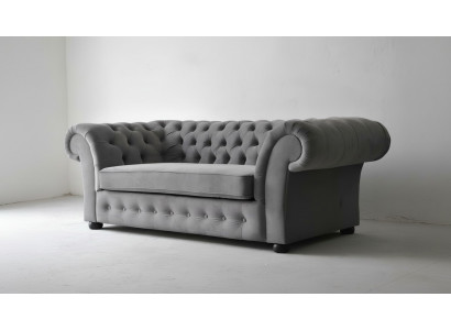 Sofa 3-Seater Fabric Design Couch Upholstery Sofas Textile Modern Chesterfield Gray