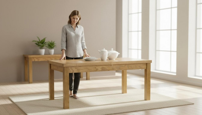 Modern dining table made of wood, rustic wooden table, tables for the dining room.