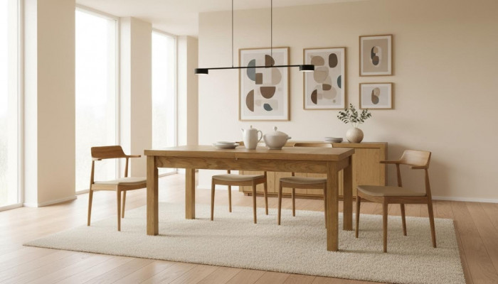 Modern dining table made of wood, rustic wooden table, tables for the dining room.