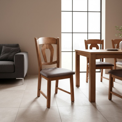 Dining chair 8x chair set armchair leather upholstery solid wood new gastro