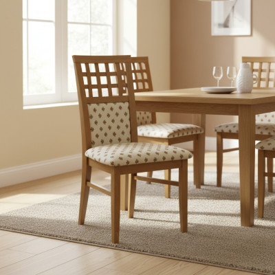 Padded dining room chairs 6x chair set chairs suite fabric textile wood