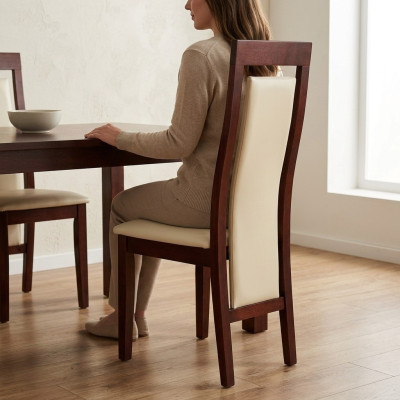Armchair Solid Wood Chair Wood Leather Upholstered Chairs Gastro Design