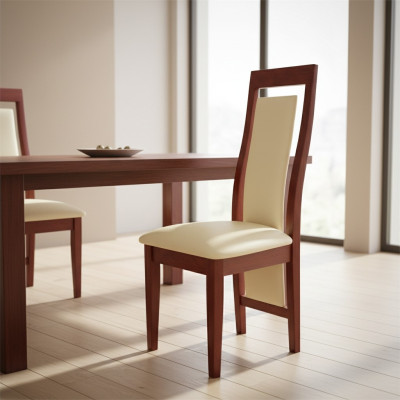 Armchair Solid Wood Chair Wood Leather Upholstered Chairs Gastro Design