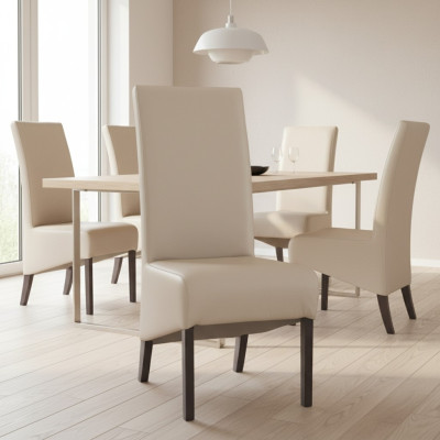 Design chair 4x armchairs chair set group 100% leather new dining room