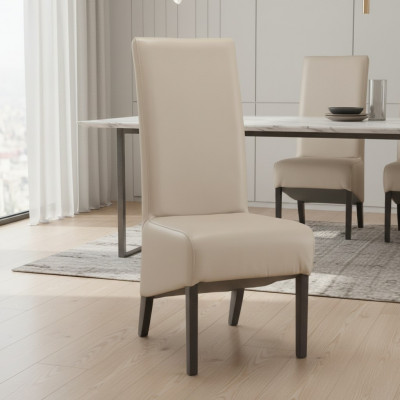 Set of 6 chairs, design wood leather upholstered chairs, dining room group