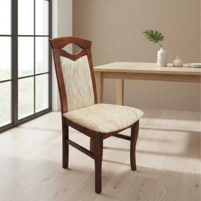 Set of 2 Armchair Design Wood Textile Upholstery Chairs Dining Room Fabric