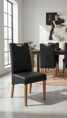 Set of 8 chairs armchair design wood leather upholstered chairs for dining room restaurant