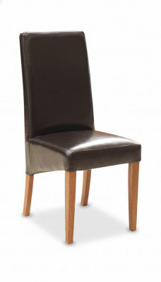 Set of 2 armchair chairs designer wood upholstered dining chairs 100% leather