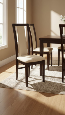 Set of 2 Designer Wooden Leather Upholstered Armchairs Dining Room Chairs