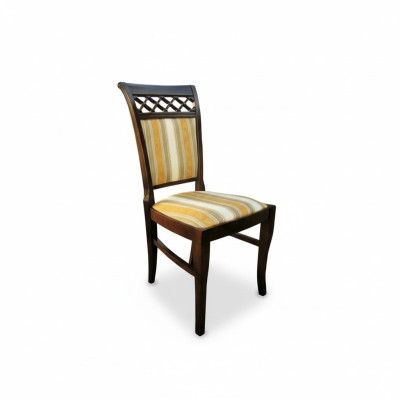 Design Set of 4x Armchairs Dining Room Chairs Wood Textile Upholstered Chairs Restaurant Fabric New Dining Room