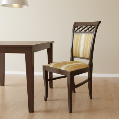 Set of 8 armchairs chairs designer wood fabric upholstered chairs restaurant dining room textile