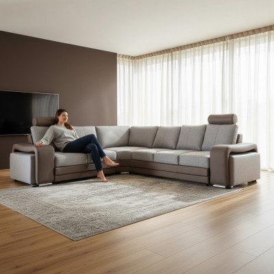 L-shaped fabric corner sofa living area upholstery corner sofa couch seating suite