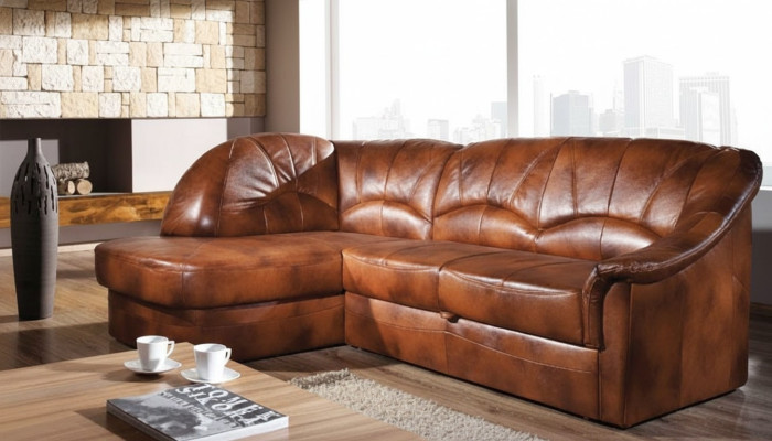 Classic corner sofa 100% leather living landscape upholstered sofa couch seat