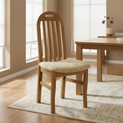Set of 8x Armchair Chair Designer Wood Textile Upholstered Chairs Dining Room Fabric