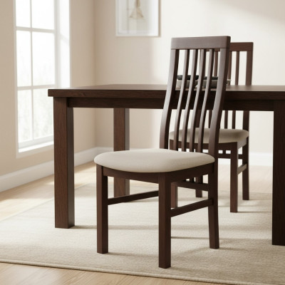 Design Set of 4 Armchairs Chairs Wood Fabric Upholstery Dining Room Chairs Fabric