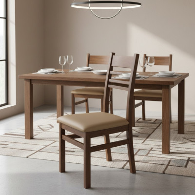 Set of 4 armchair design wooden leather upholstered chairs for dining rooms.